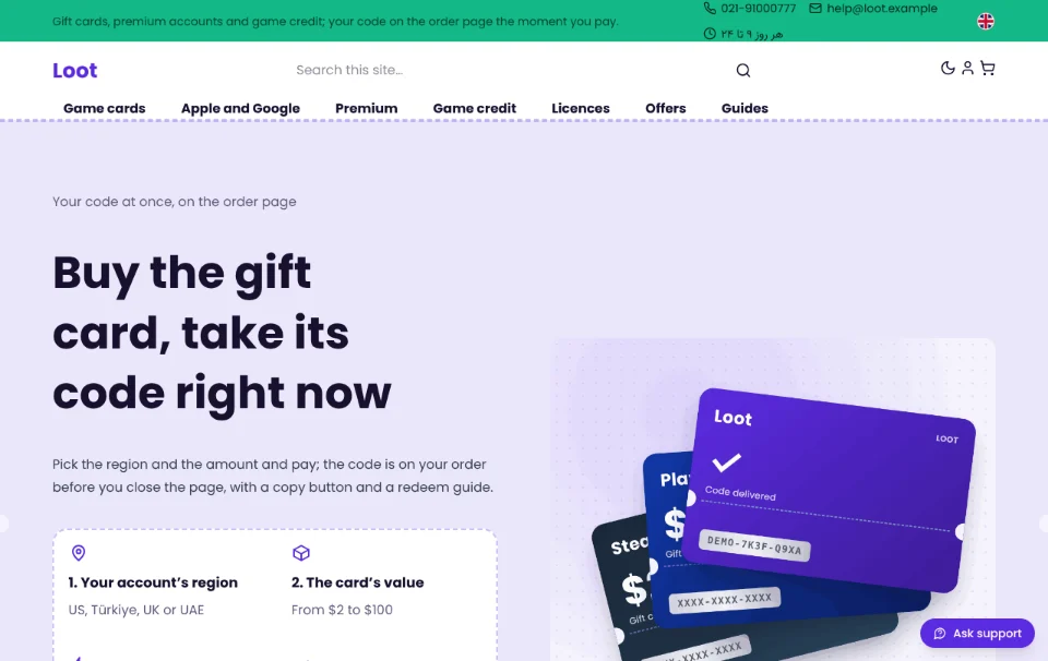 Loot — cartões-presente e contas premium