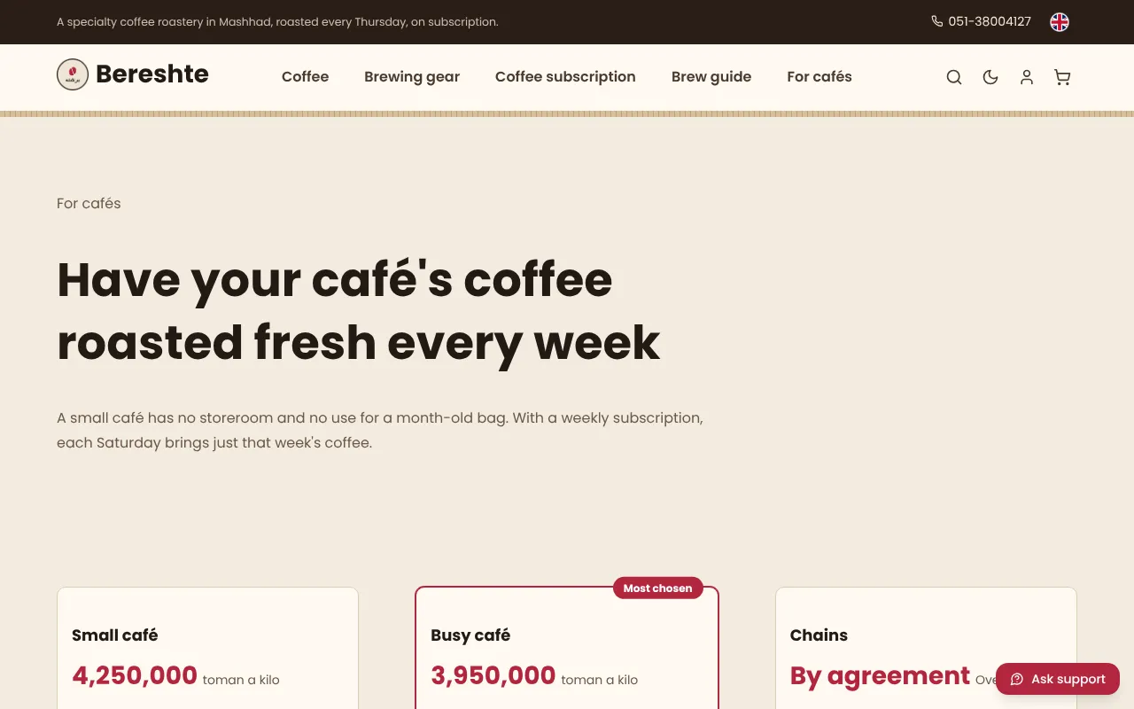 Le café hebdomadaire d'un café, dans son propre assemblage