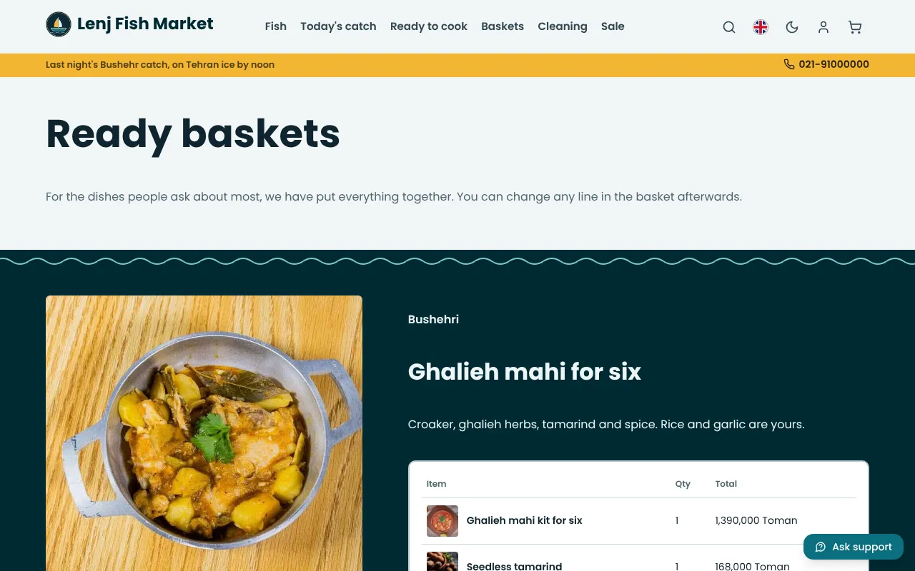 Ghalieh para seis com um botão